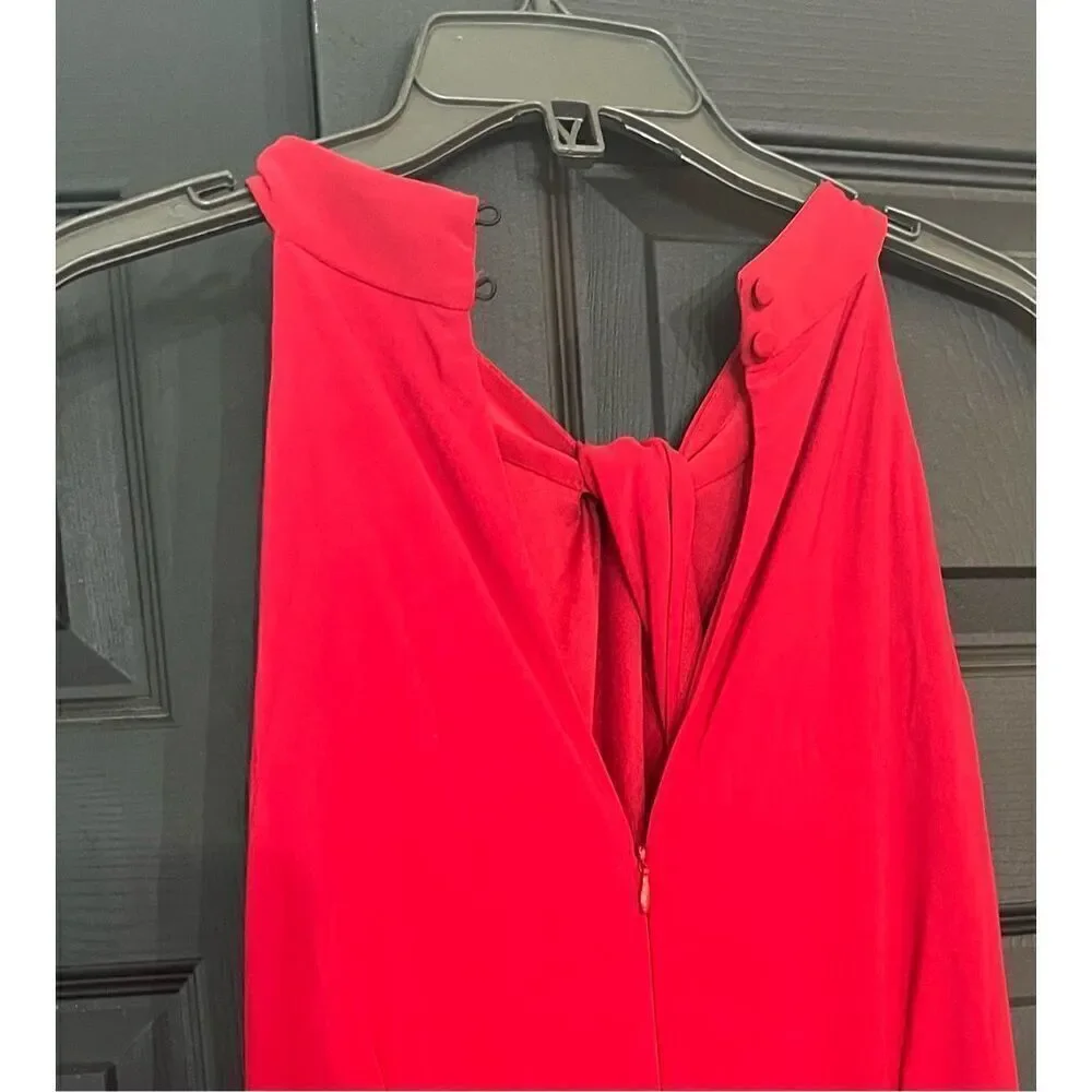 Nina Leonard Crossed Neck Sleeveless Keyhole Jersey Jumpsuit